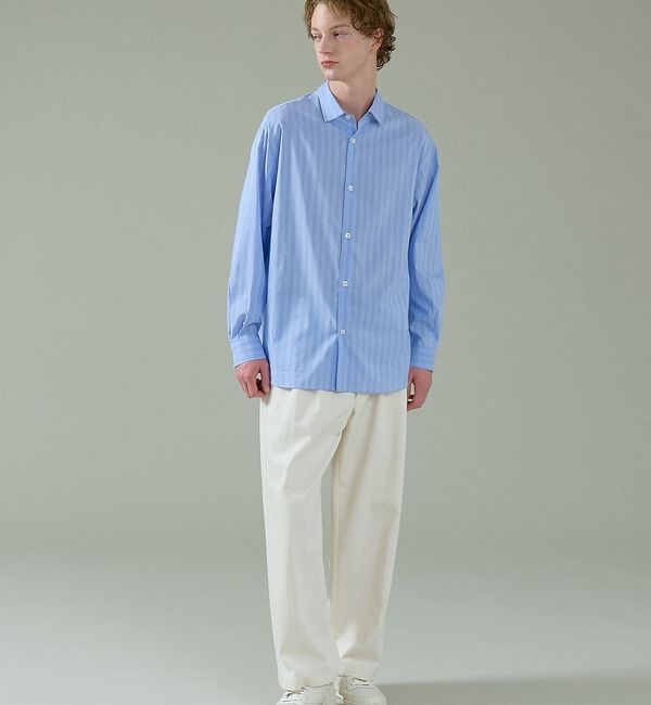 ABAHOUSE「エアリーストライプ オーバーサイズ レギュラーカラーシャツ【予約】」|シャツ・ブラウス|