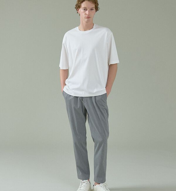 ABAHOUSE「KNIT COLLAR コットンポンチ クルーネック半袖Tシャツ / リラックス」|Tシャツ・カットソー|