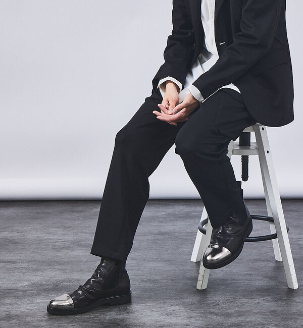 alfredoBANNISTER「【ソフトレザー】ドレープ ミラートゥ サイドゴア ブーツ」|ショートブーツ|