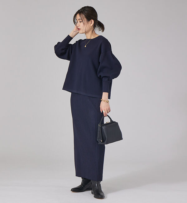 Rouge vif「【セットアップ対応】ボリュームスリーブストレッチニットプルオーバー」|ニット・セーター|