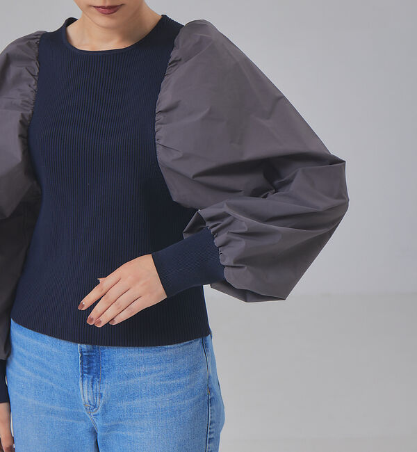 Rouge vif「ファブリックスリーブプルオーバー」|ニット・セーター|