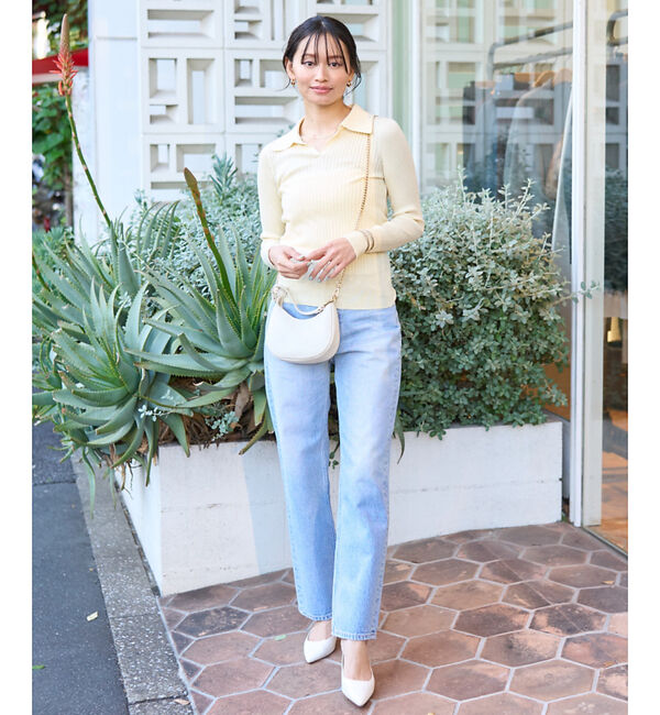 Rouge vif「シルク混ワイドリブポロニット」|ニット・セーター|