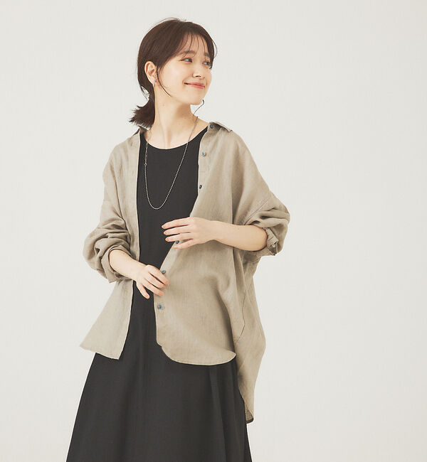 abahouse mavie「リネン2wayカシュクールオーバーシャツ」|シャツ・ブラウス|ベージュ
