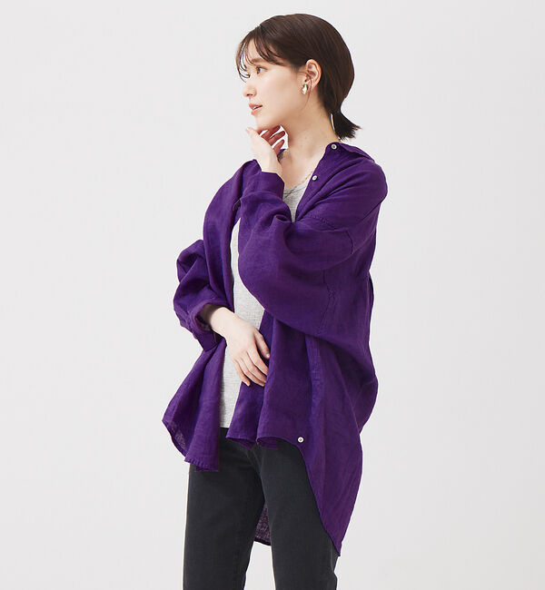 abahouse mavie「リネン2wayカシュクールオーバーシャツ」|シャツ・ブラウス|パープル
