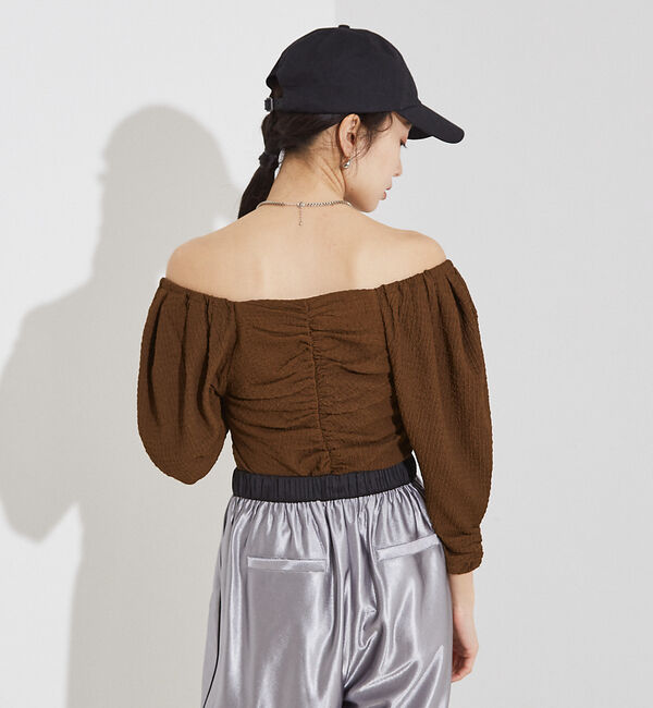 NOMINE「シャーリング ボリュームスリーブ2WAYプルオーバー」|Tシャツ・カットソー|