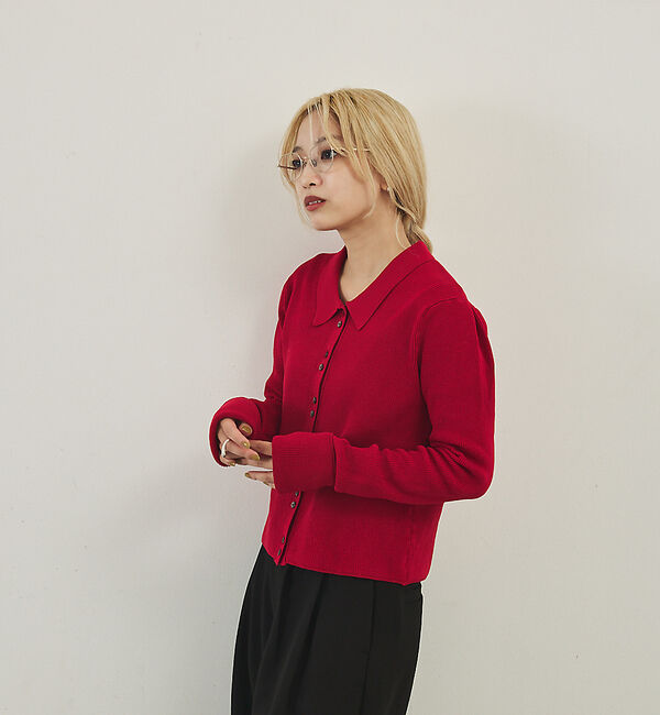NOMINE「ショルダータック ポロニット カーディガン」|ニット・セーター|