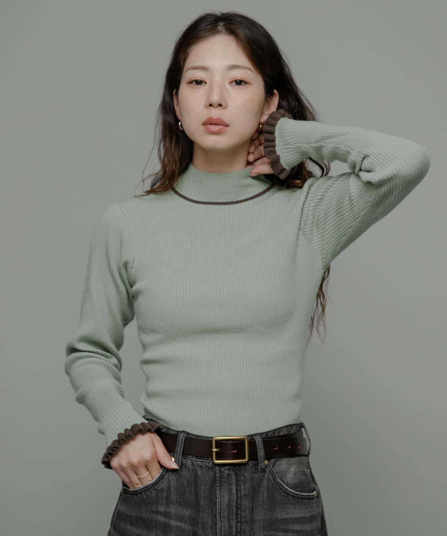 Sonny Label 「袖口フリルハイネックプルオーバー」|ニット・セーター|