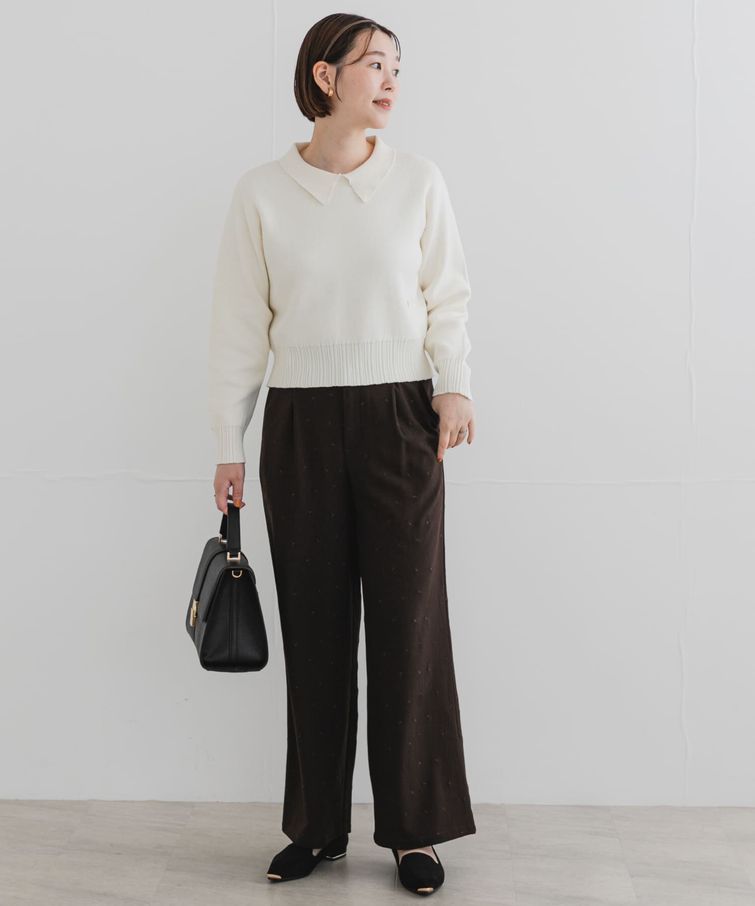 URBAN RESEARCH ROSSO「F by ROSSO　コットンカシミヤ衿パールニット」|ニット・セーター|