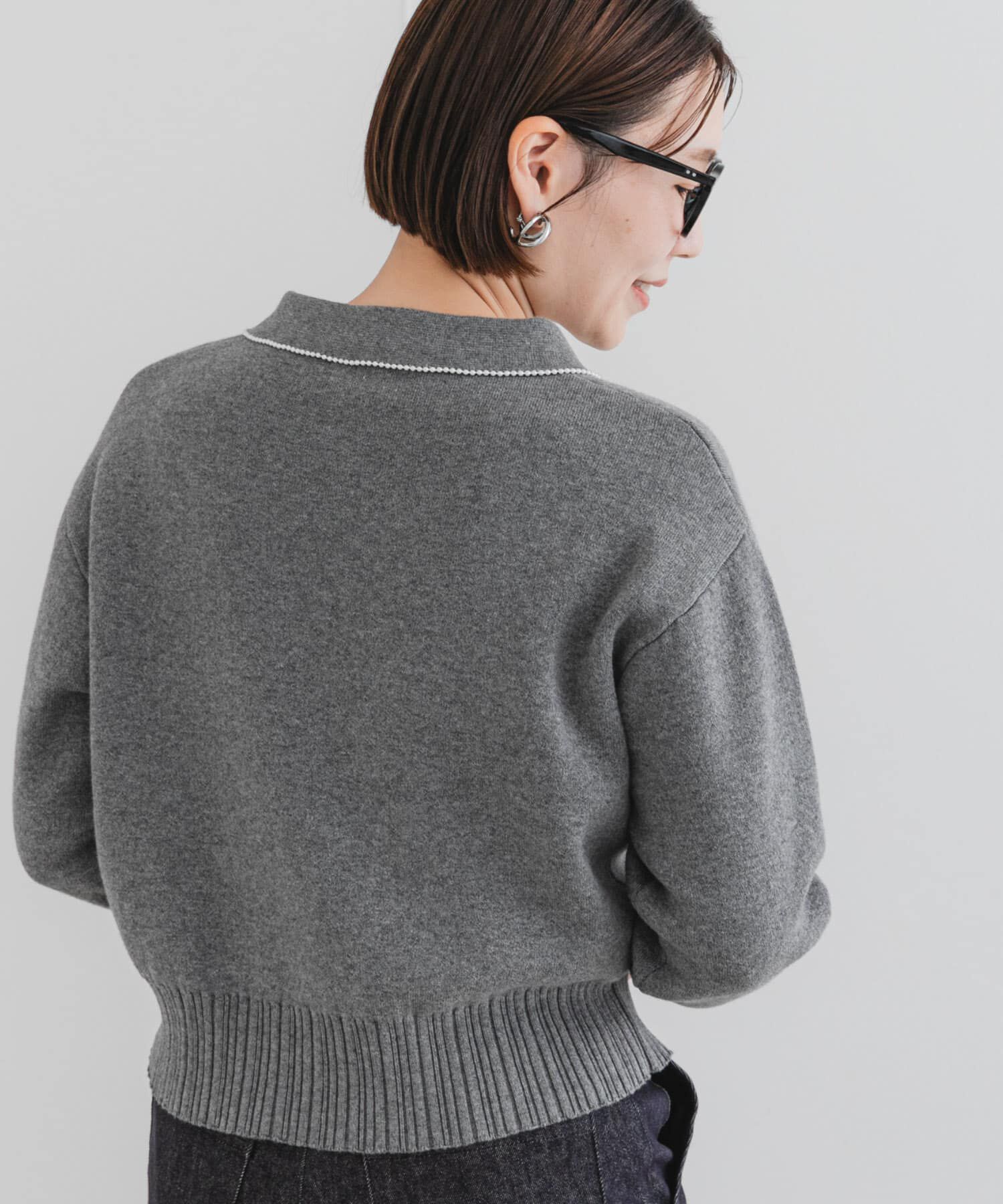 URBAN RESEARCH ROSSO「F by ROSSO　コットンカシミヤ衿パールニット」|ニット・セーター|