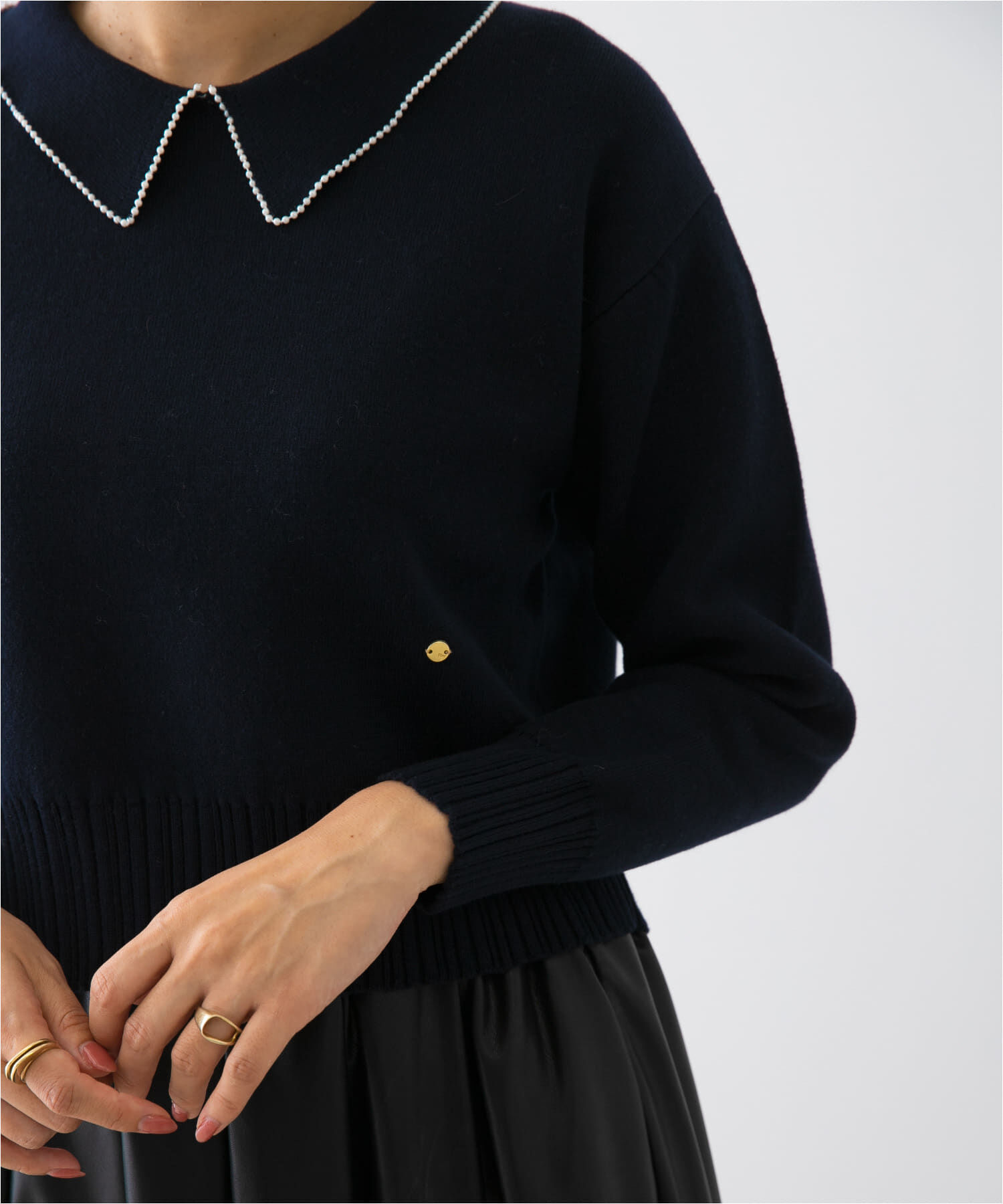 URBAN RESEARCH ROSSO「F by ROSSO　コットンカシミヤ衿パールニット」|ニット・セーター|