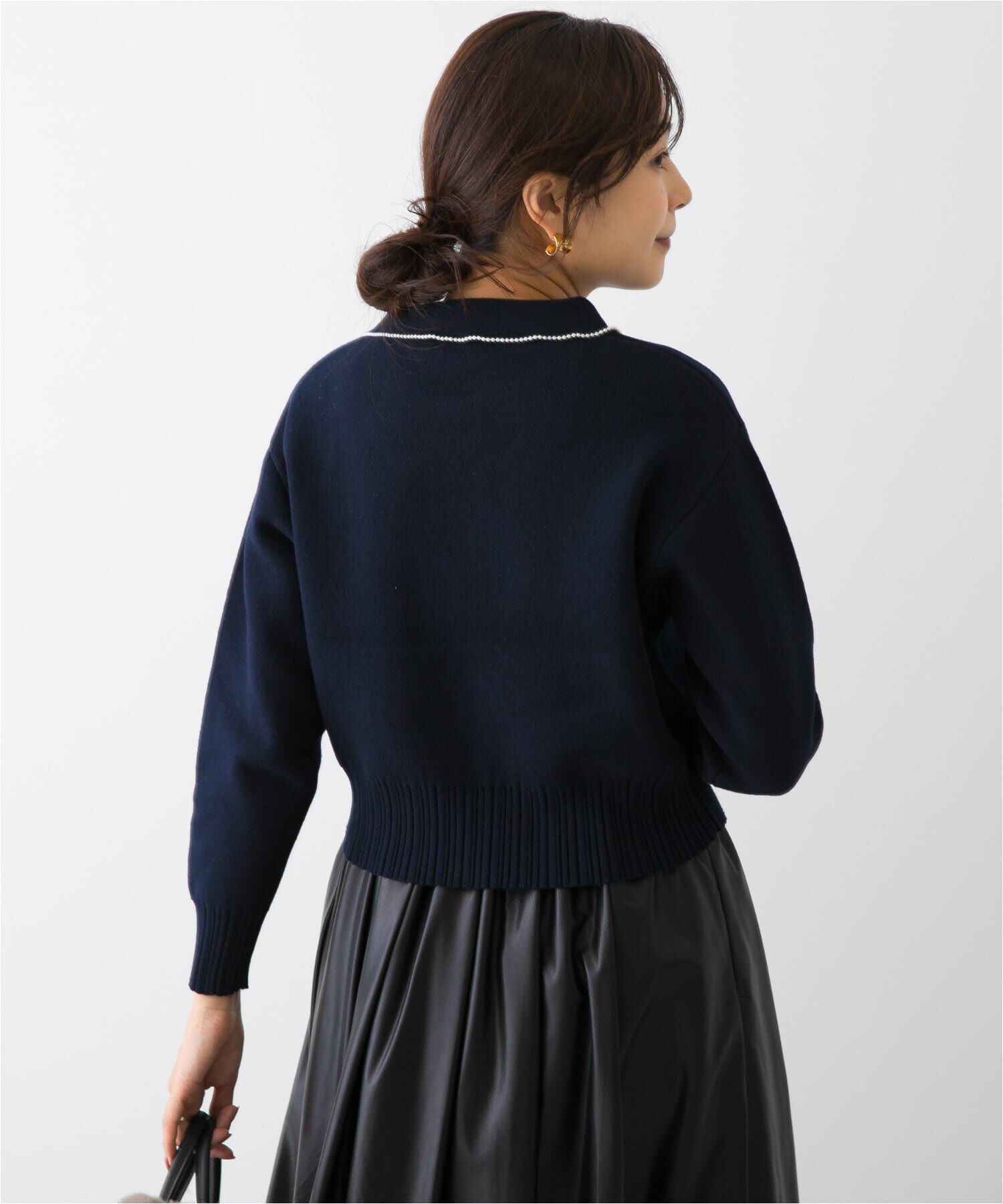 URBAN RESEARCH ROSSO「F by ROSSO　コットンカシミヤ衿パールニット」|ニット・セーター|