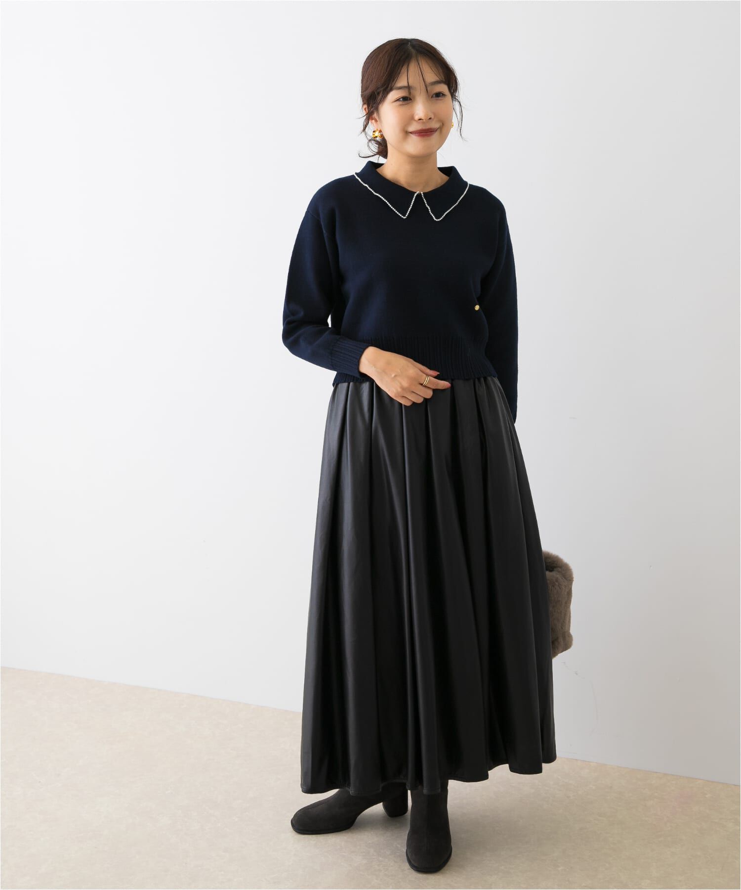 URBAN RESEARCH ROSSO「F by ROSSO　コットンカシミヤ衿パールニット」|ニット・セーター|