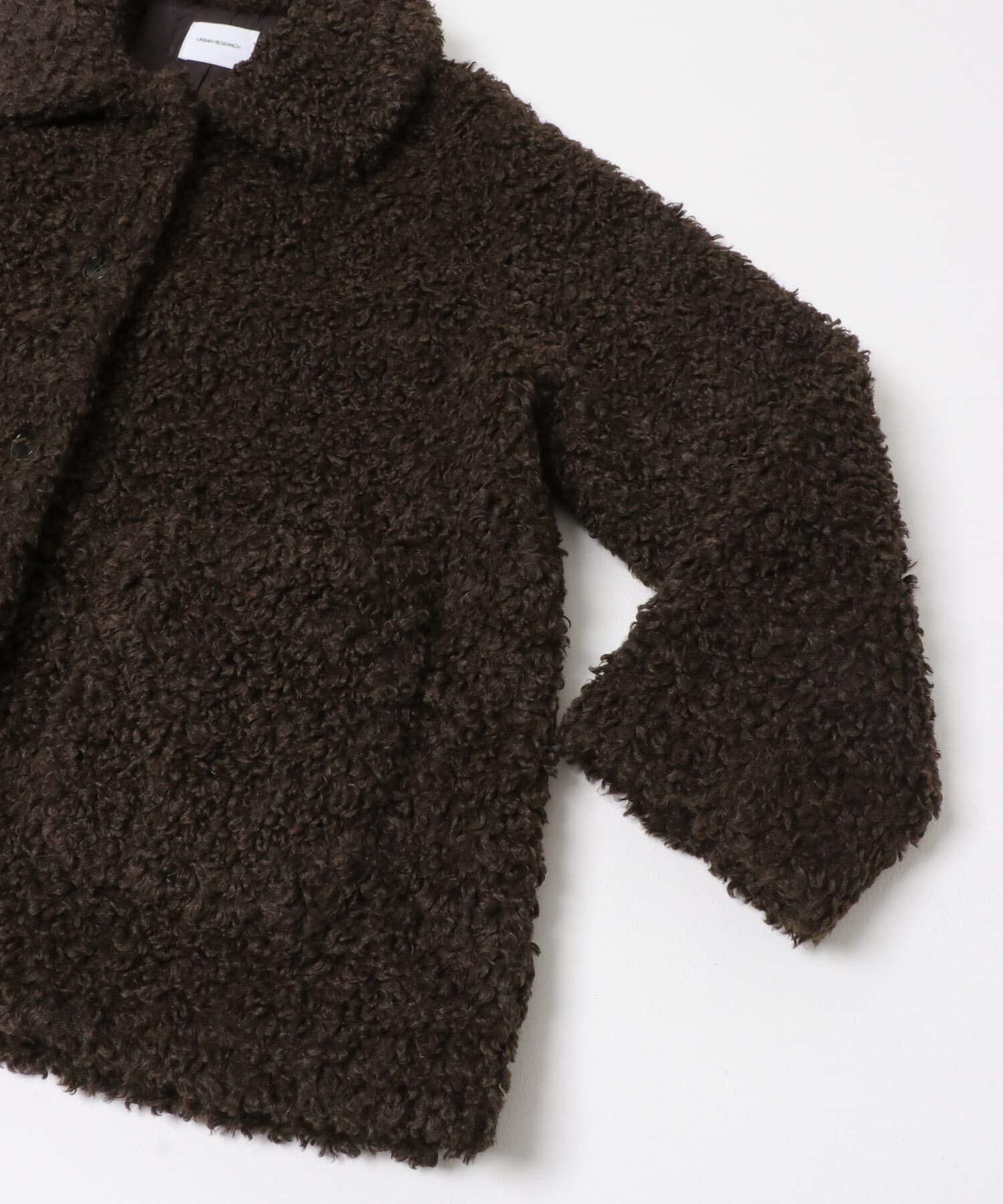 URBAN RESEARCH「ECOPELカーリーファーコート」|ノーカラーコート|