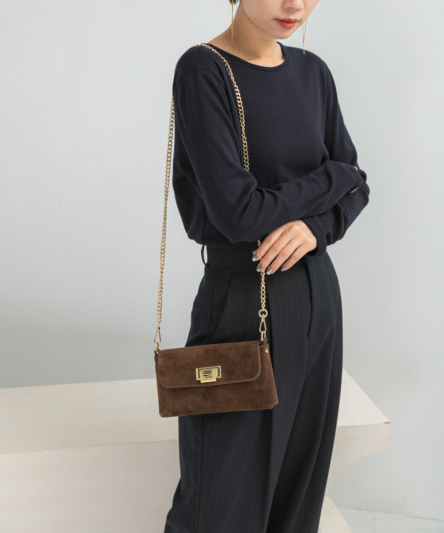 URBAN RESEARCH ROSSO「AULENTTI　スエードチェーンBAG」|ショルダー・メッセンジャー|ブラウン