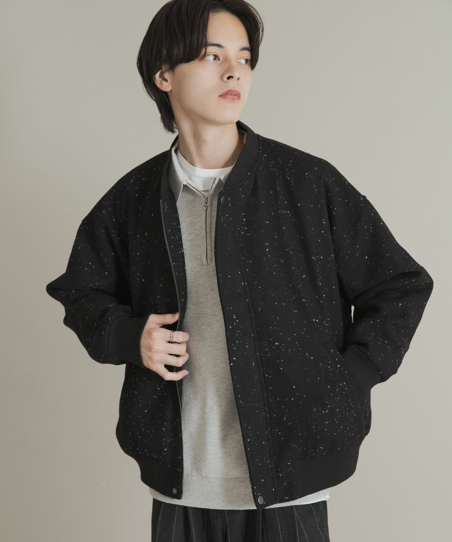 SENSE OF PLACE by URBAN RESEARCH「ウールタッチネップブルゾン」|ブルゾン・スタジャン|ブラック