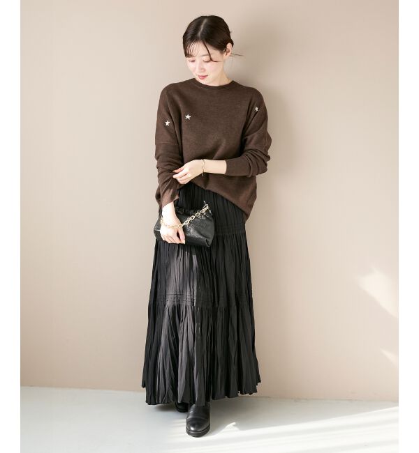  「《手洗い可能》スター刺繍ニットプルオーバー」|ニット・セーター|