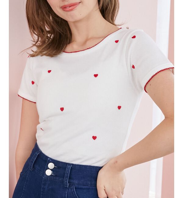  「ガーリーモチーフエンブロイダリーT」|Tシャツ・カットソー|