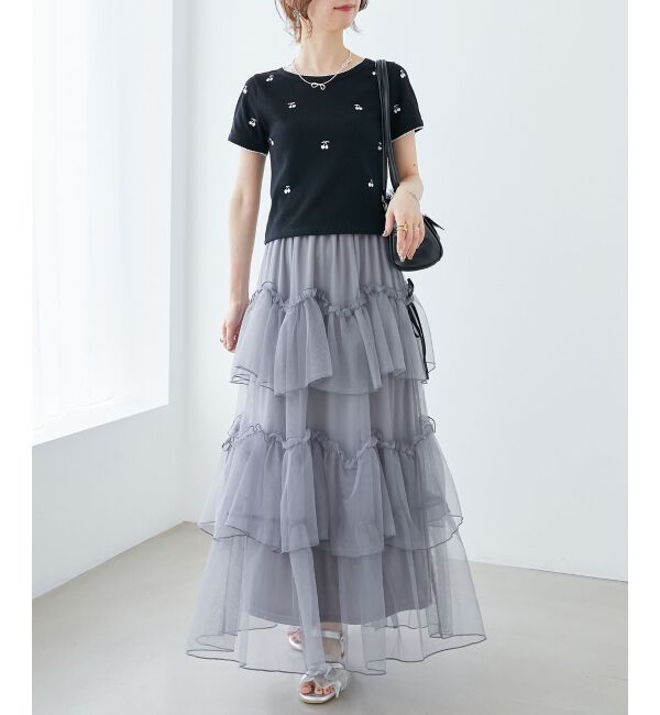  「ガーリーモチーフエンブロイダリーT」|Tシャツ・カットソー|