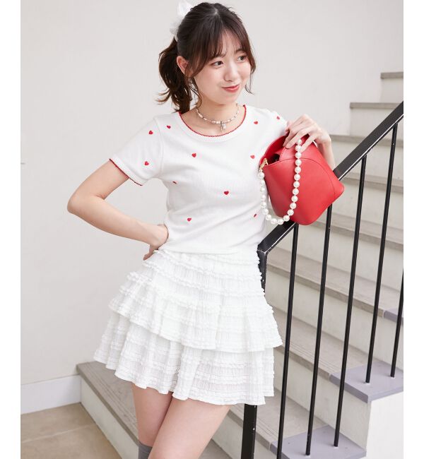  「ガーリーモチーフエンブロイダリーT」|Tシャツ・カットソー|