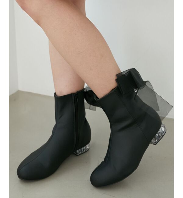  「☆ローヒール取り外しリボンブーツ」|ショートブーツ|