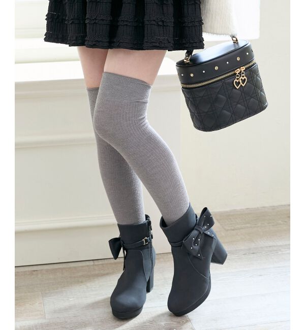  「3WAYビジューリボンブーツ」|ショートブーツ|