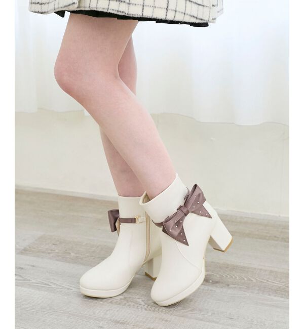  「3WAYビジューリボンブーツ」|ショートブーツ|