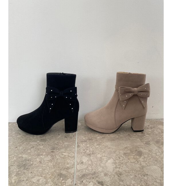  「3WAYビジューリボンブーツ」|ショートブーツ|