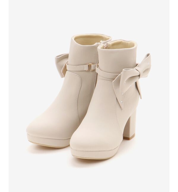  「3WAYビジューリボンブーツ」|ショートブーツ|