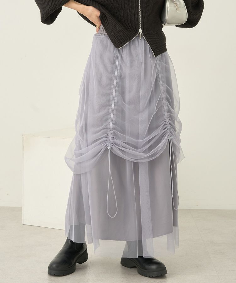 earth music&ecology「2wayドロストチュールスカート」|スカート|Gray