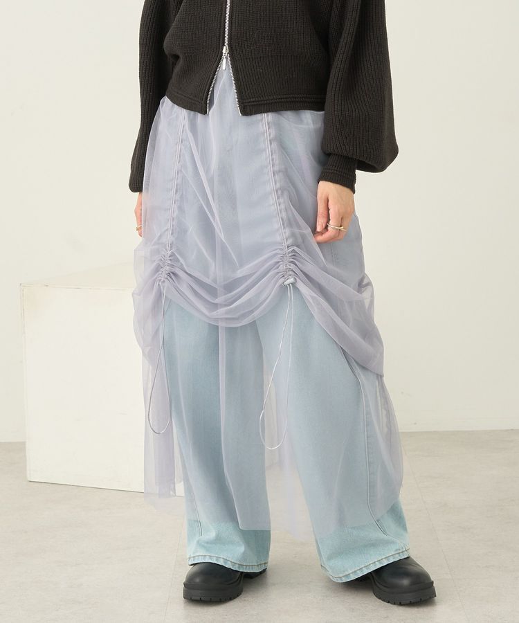 earth music&ecology「2wayドロストチュールスカート」|スカート|