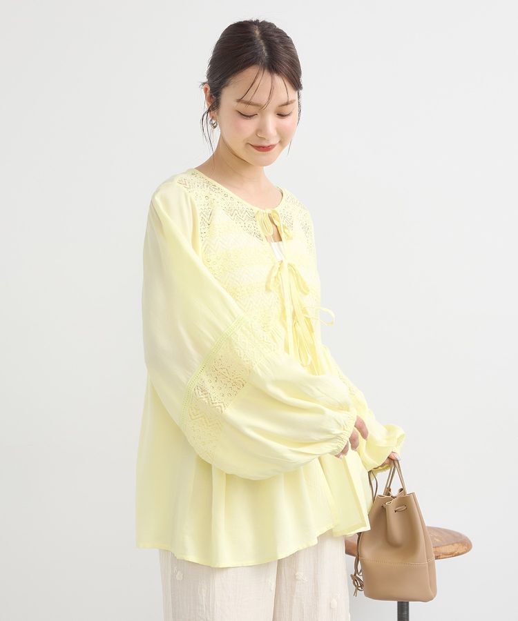 earth music&ecology「レーヨンレースデザインシャツ」|シャツ・ブラウス|