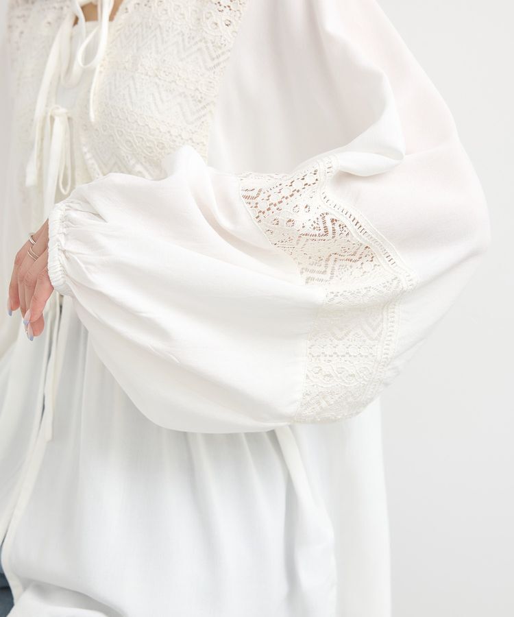 earth music&ecology「レーヨンレースデザインシャツ」|シャツ・ブラウス|