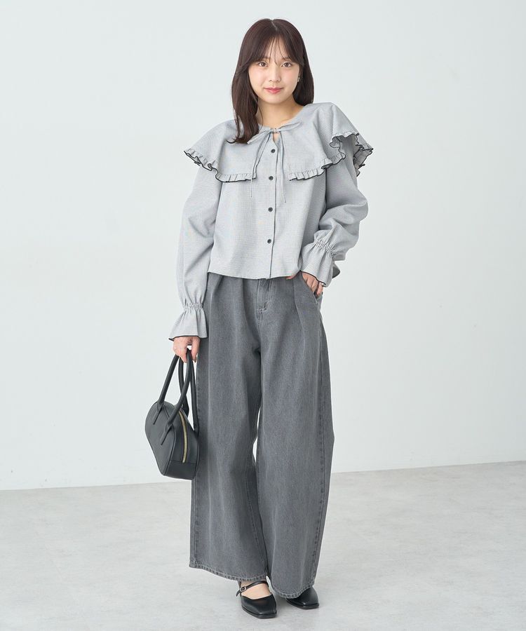 earth music&ecology「ラッフルカラーチェックブラウス」|シャツ・ブラウス|