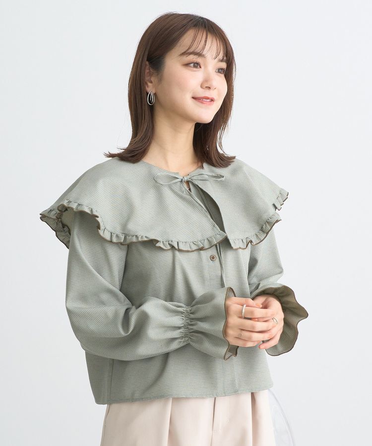 earth music&ecology「ラッフルカラーチェックブラウス」|シャツ・ブラウス|