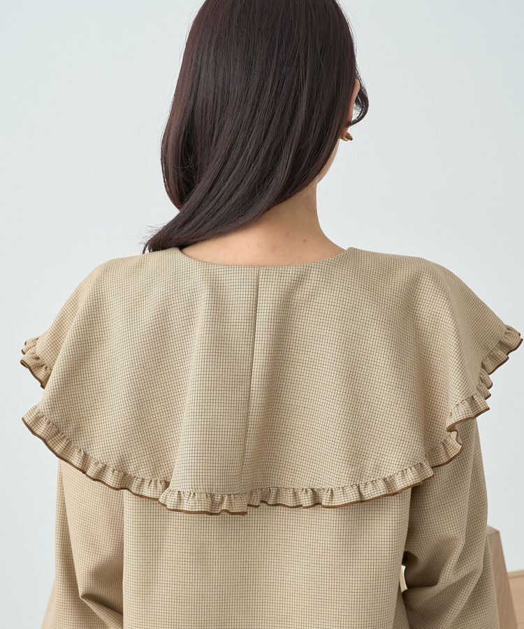 earth music&ecology「ラッフルカラーチェックブラウス」|シャツ・ブラウス|