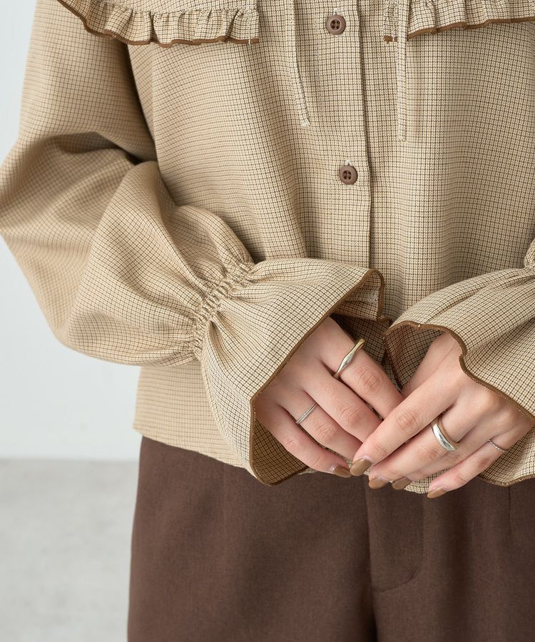 earth music&ecology「ラッフルカラーチェックブラウス」|シャツ・ブラウス|