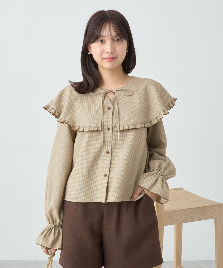 earth music&ecology「ラッフルカラーチェックブラウス」|シャツ・ブラウス|