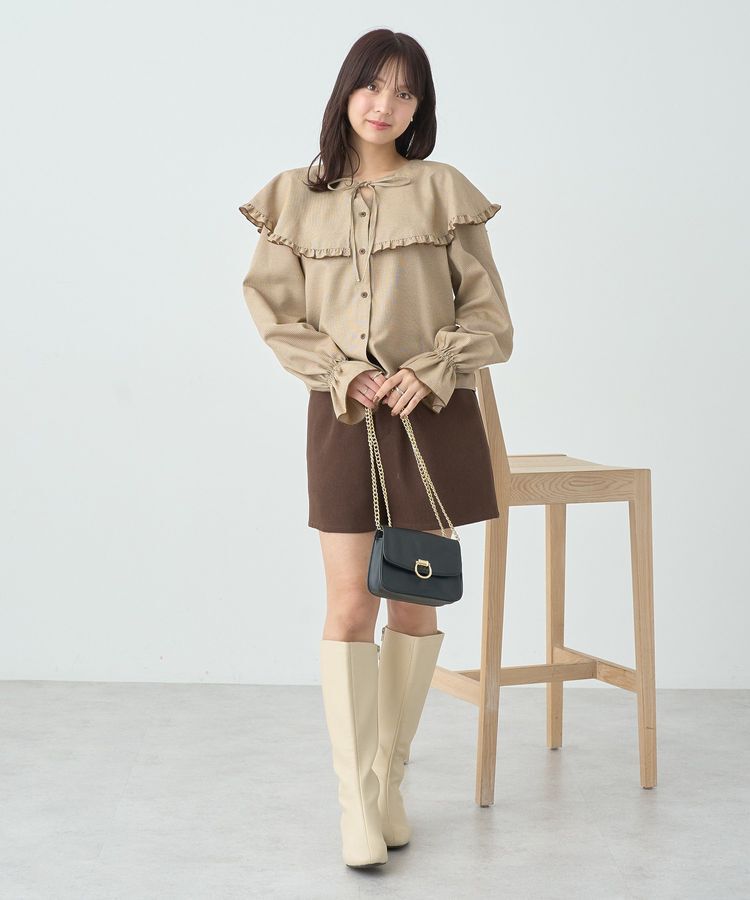 earth music&ecology「ラッフルカラーチェックブラウス」|シャツ・ブラウス|