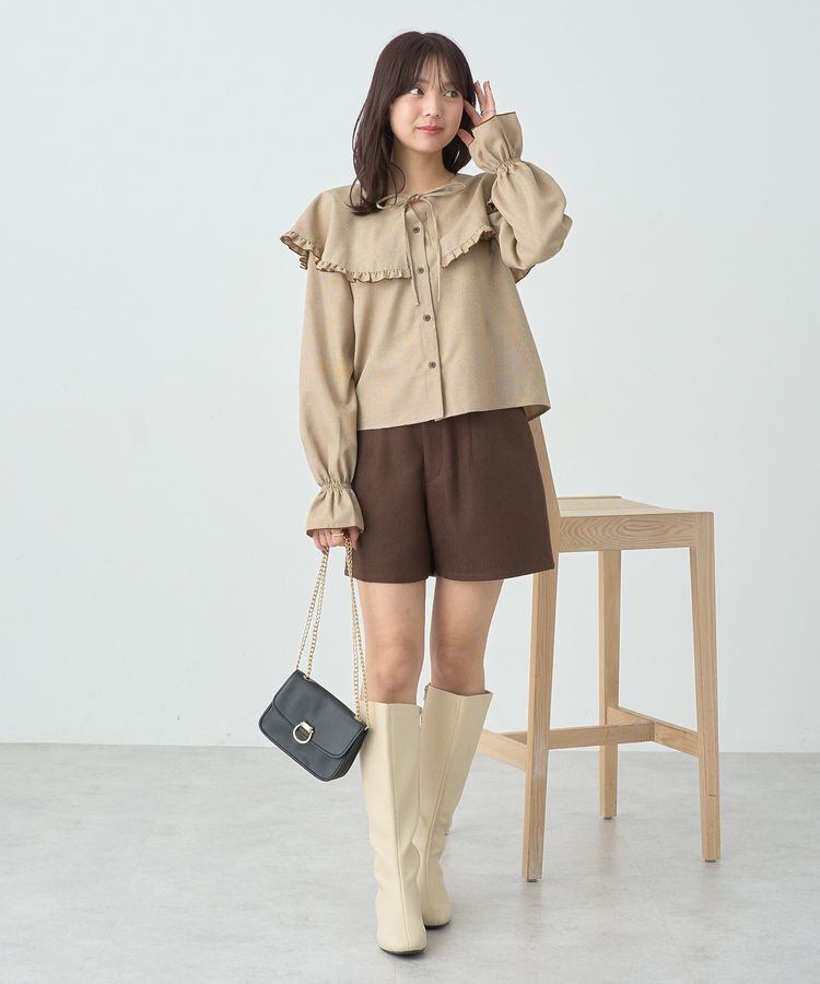 earth music&ecology「ラッフルカラーチェックブラウス」|シャツ・ブラウス|