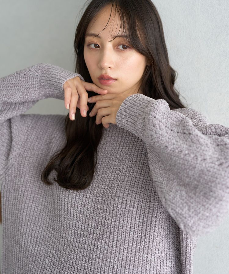 earth music&ecology「シャイニーベロアチュニック」|チュニック|