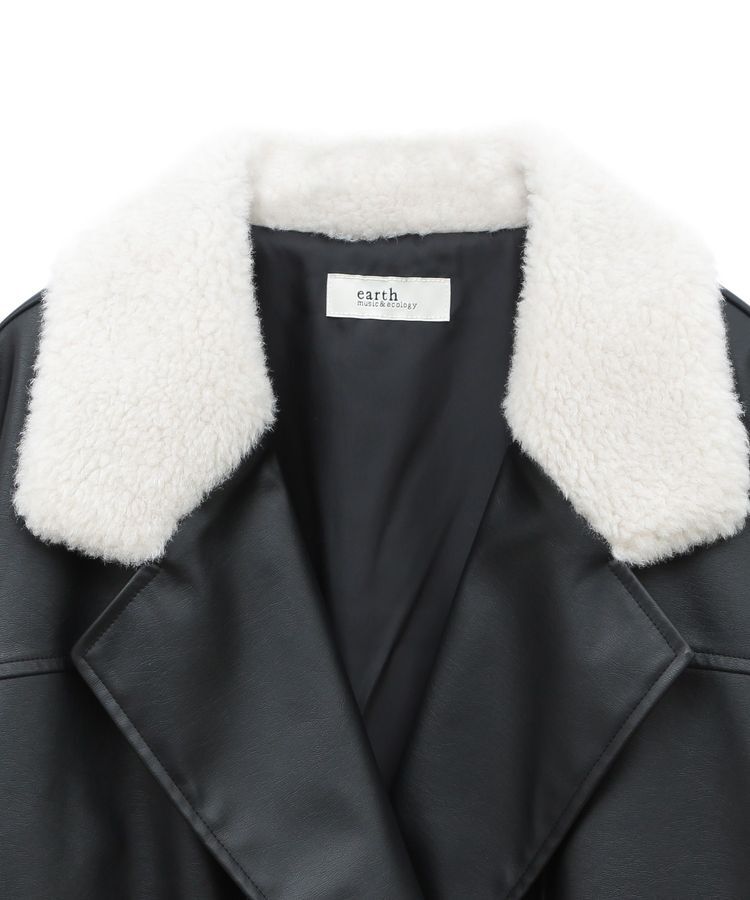 earth music&ecology「ボアテーラードカラーレザーブルゾン」|ブルゾン・スタジャン|