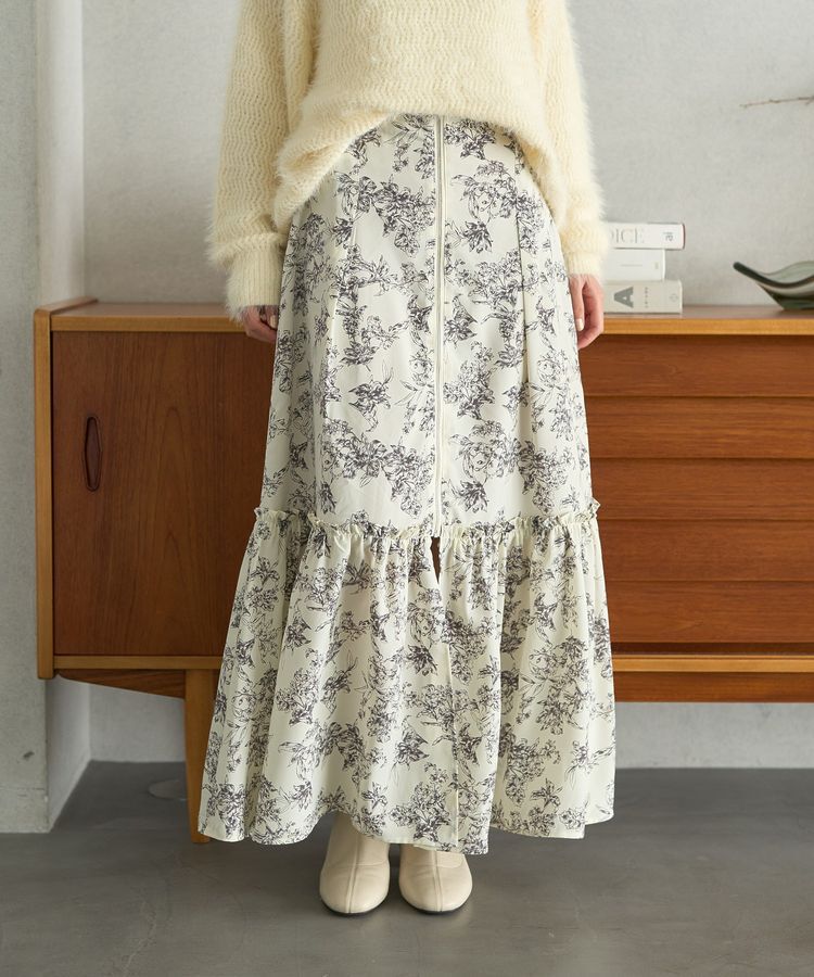 earth music&ecology「フロントZIPティアードスカート」|スカート|