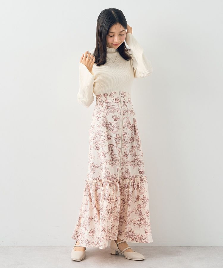 earth music&ecology「フロントZIPティアードスカート」|スカート|