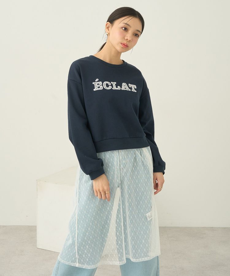 earth music&ecology「SET2点レースロゴプルオーバー+チュールワンピ」|スウェット・ジャージ|