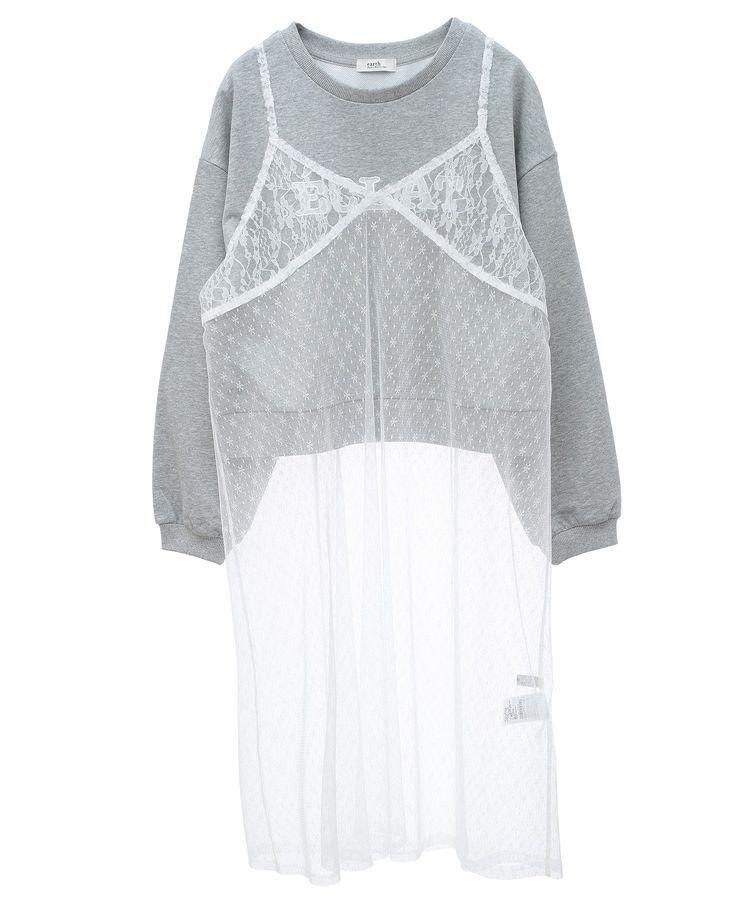 earth music&ecology「SET2点レースロゴプルオーバー+チュールワンピ」|スウェット・ジャージ|