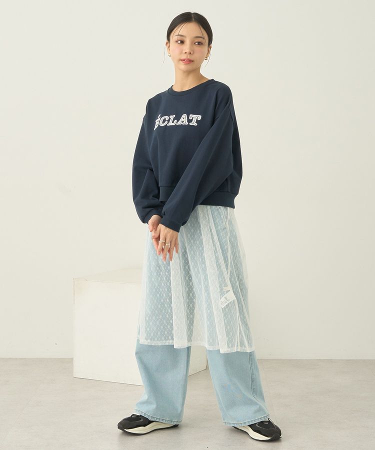 earth music&ecology「SET2点レースロゴプルオーバー+チュールワンピ」|スウェット・ジャージ|