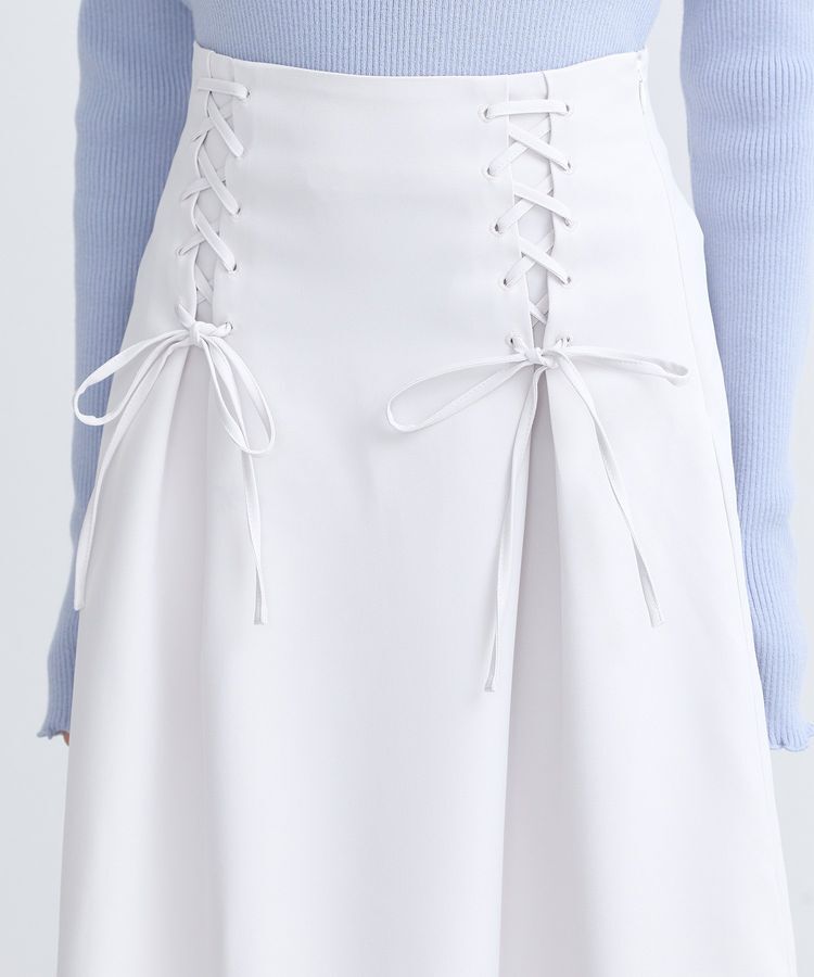 earth music&ecology「レースアップハイウエストスカート」|フレア|
