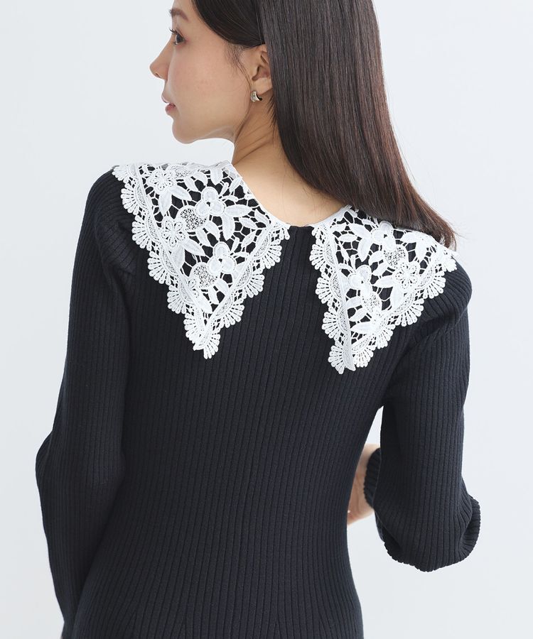 earth music&ecology「襟レースニットワンピース」|ワンピース|