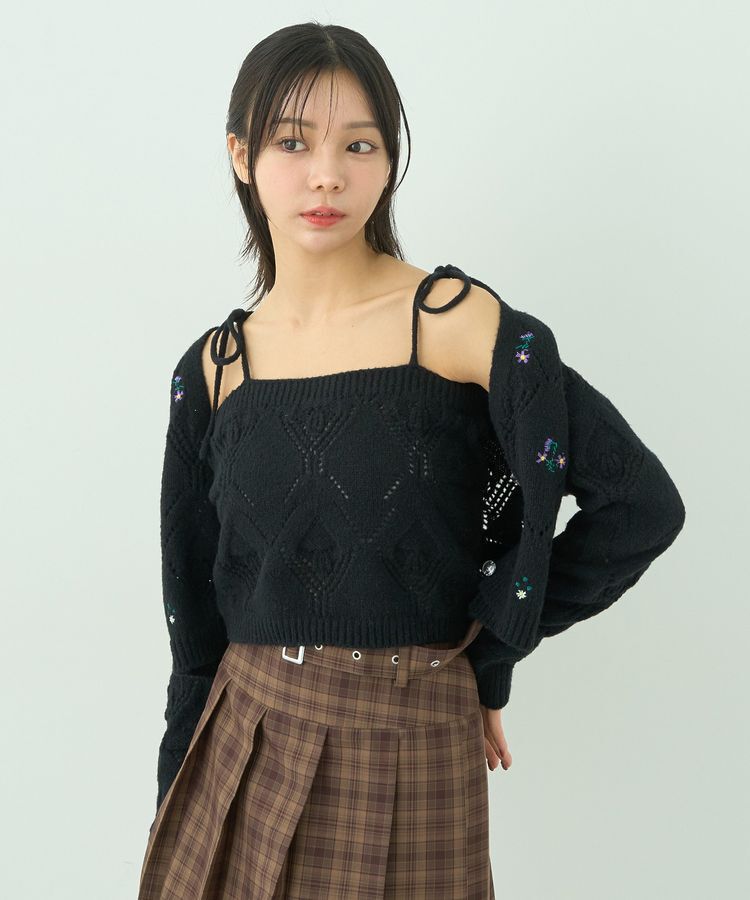 earth music&ecology「SET2点刺繍ビスチェ＋カーディガン」|カーディガン|