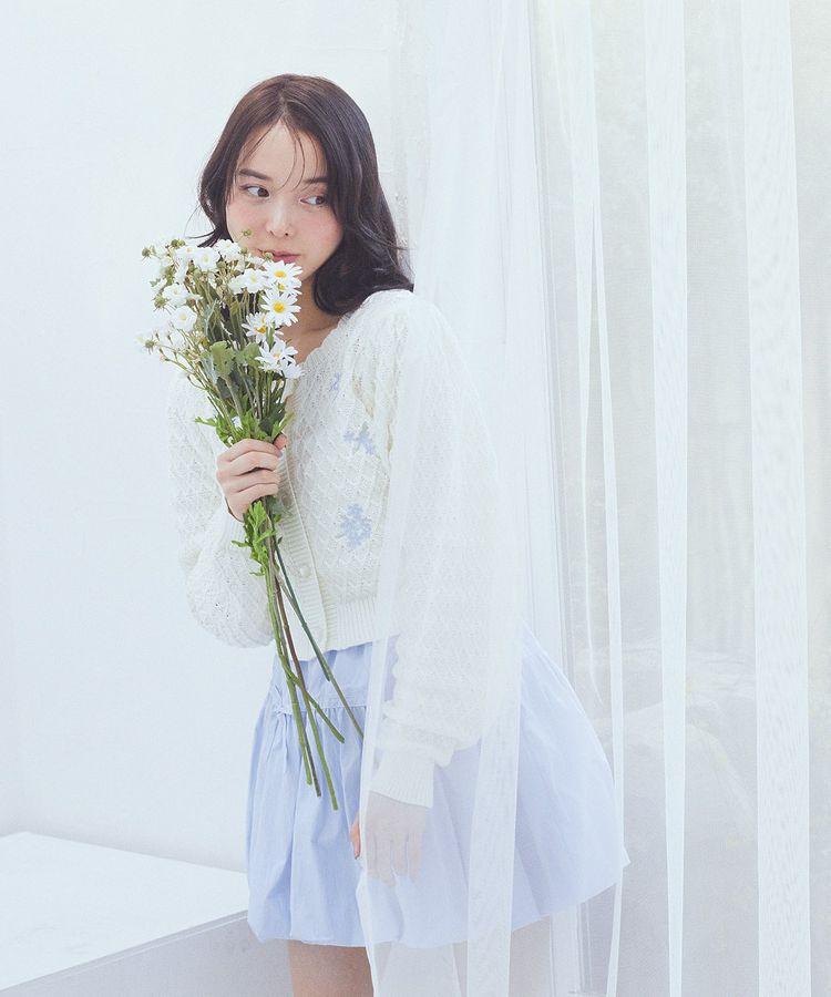 earth music&ecology「フラワー刺繍カーディガン」|カーディガン|